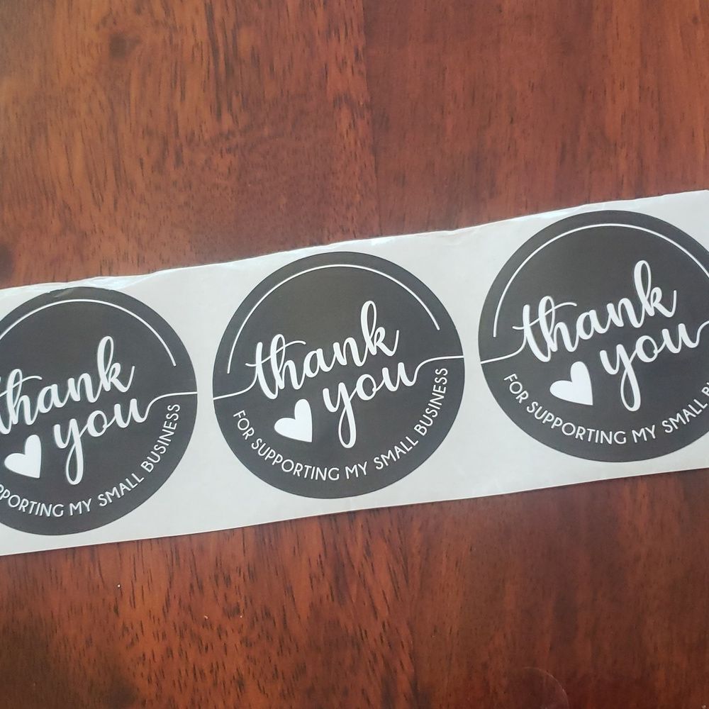3/$15 Set of 50 THANK YOU STICKERS Black White Large 2" Round Stickers - Picture 3 of 5
